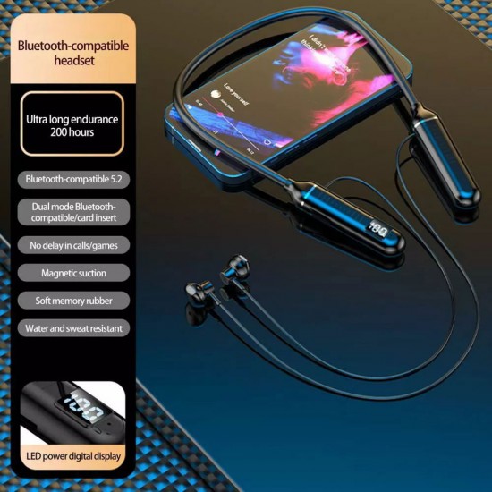 Yeni Nesil Hafıza Kartı Takılabilen Boyunluklu Bluetooth Kulaklık Hi-fi Teknoloji HHK1 TF Kartlı Kulaklık