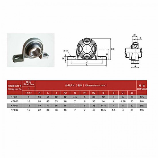 8mm Göbekli Yataklı Rulman KP08 Yataklı Rulman  - P08