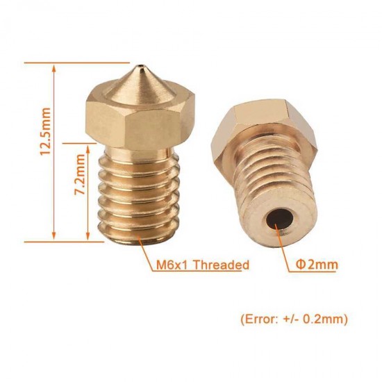 0.5 mm E3D V6 Pirinç Nozzle 3D Yazıcı Nozle 1.75mm