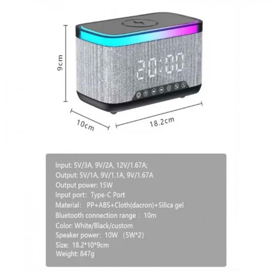 Renkli Işıklı Ses Bombası 15W Bluetooth Hoparlör ve Kablosuz Şarj Cihazı ACL ACS-01